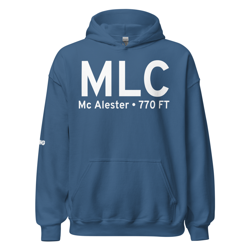 Mc Alester (KMLC) Airport Hoodie Sweatshirt 