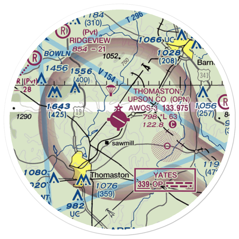Thomaston Upson County Airport (OPN) VFR Sectional Sticker (20 mile) 