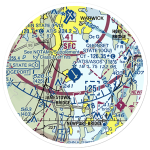 Quonset State Airport (OQU) VFR Sectional Sticker (20 mile)