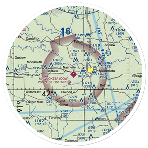 Maquoketa Municipal Airport (OQW) VFR Sectional Sticker (30 mile)