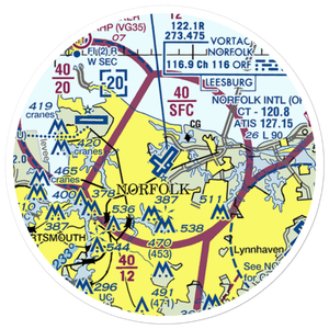 Norfolk International Airport (ORF) VFR Sectional Sticker (20 mile)