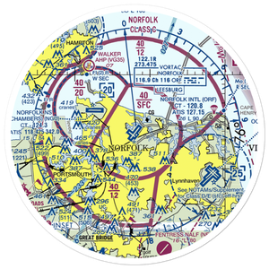 Norfolk International Airport (ORF) VFR Sectional Sticker (30 mile)