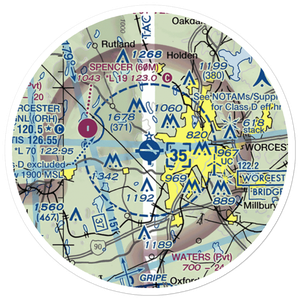 Worcester Regional Airport (ORH) VFR Sectional Sticker (20 mile)
