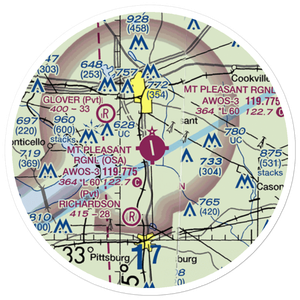 Mount Pleasant Regional Airport (OSA) VFR Sectional Sticker (20 mile)