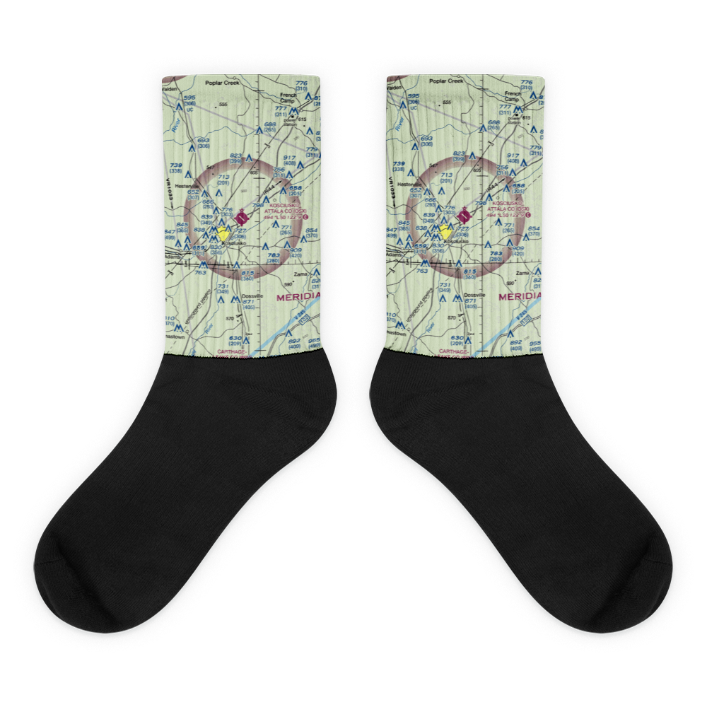 Kosciusko Attala County Airport (OSX) VFR Sectional Socks 
