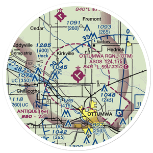 Ottumwa Regional Airport (OTM) VFR Sectional Sticker (20 mile)