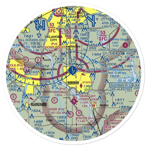 University of Oklahoma Westheimer Airport (OUN) VFR Sectional Sticker (30 mile)