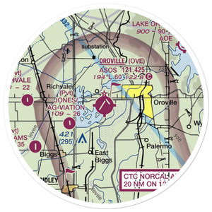 Oroville Municipal Airport (OVE) VFR Sectional Sticker (20 mile)