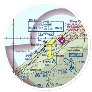Dunkirk Airport (OVK) VFR Sectional Sticker (20 mile)