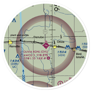 Olivia Regional Airport (OVL) VFR Sectional Sticker (20 mile)