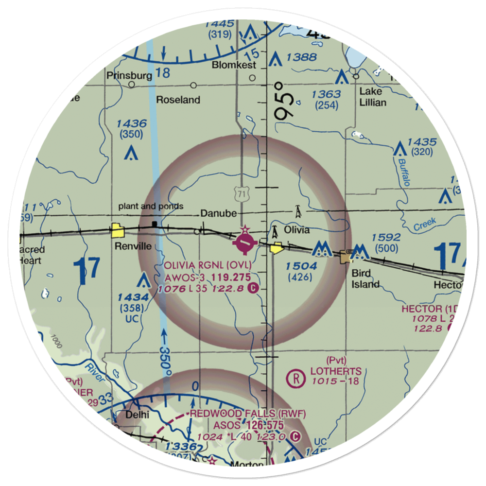 Olivia Regional Airport (OVL) VFR Sectional Sticker (30 mile) 