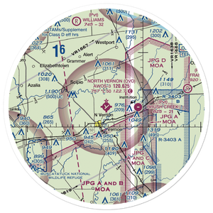 North Vernon Airport (OVO) VFR Sectional Sticker (30 mile)