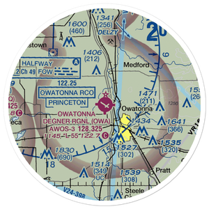Owatonna Degner Regional Airport (OWA) VFR Sectional Sticker (20 mile)