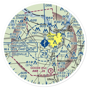 Owensboro Daviess County Airport (OWB) VFR Sectional Sticker (20 mile)