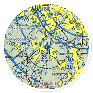 Norwood Memorial Airport (OWD) VFR Sectional Sticker (20 mile)