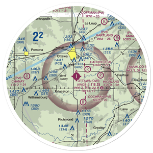 Ottawa Municipal Airport (OWI) VFR Sectional Sticker (30 mile)