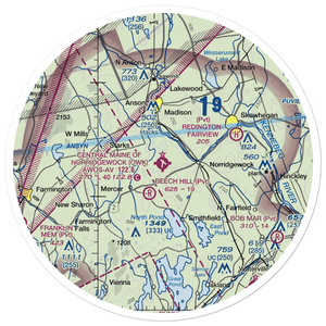 Central Maine Airport of Norridgewock (OWK) VFR Sectional Sticker (30 mile)