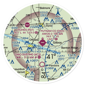 Putnam County Airport (OWX) VFR Sectional Sticker (20 mile)