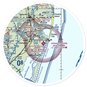 Ocean City Municipal Airport (OXB) VFR Sectional Sticker (30 mile)