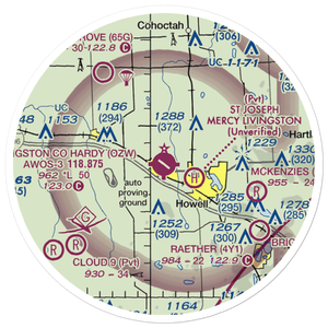 Livingston County Spencer J. Hardy Airport (OZW) VFR Sectional Sticker (20 mile)