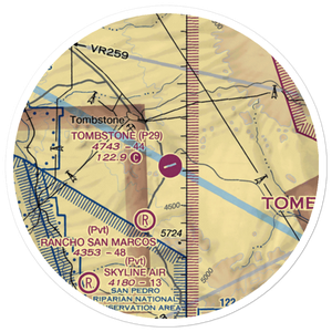 Tombstone Municipal Airport (P29) VFR Sectional Sticker (20 mile)