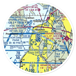 Snohomish County (Paine Field) Airport (PAE) VFR Sectional Sticker (20 mile)