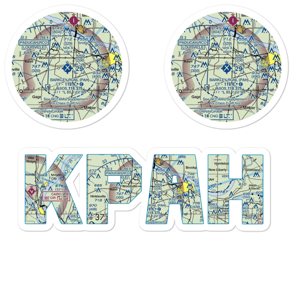 Barkley Regional Airport (PAH) VFR Sectional Sticker Pack 