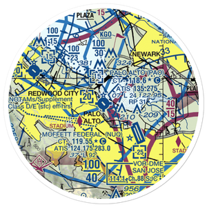 Palo Alto Airport of Santa Clara County (PAO) VFR Sectional Sticker (20 mile)