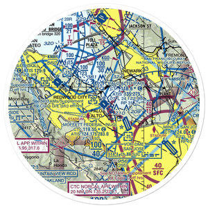 Palo Alto Airport of Santa Clara County (PAO) VFR Sectional Sticker (30 mile)