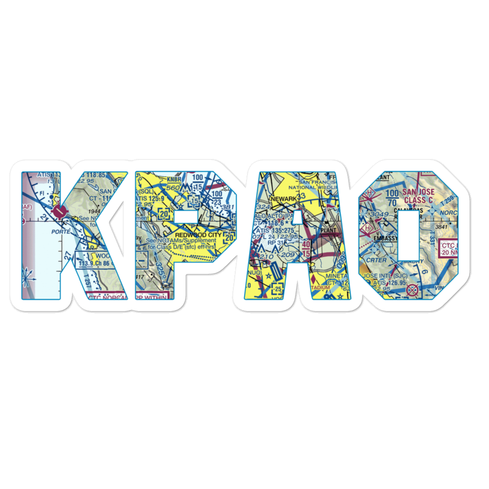 Palo Alto Airport of Santa Clara County (PAO) VFR Sectional Sticker 