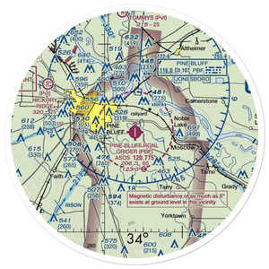 Pine Bluff Regional Airport, Grider Field (PBF) VFR Sectional Sticker (30 mile)