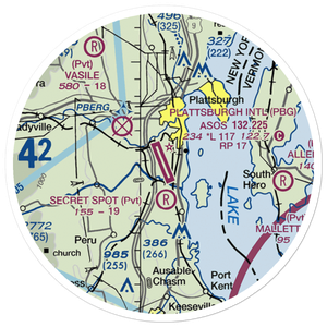 Plattsburgh International Airport (PBG) VFR Sectional Sticker (20 mile)