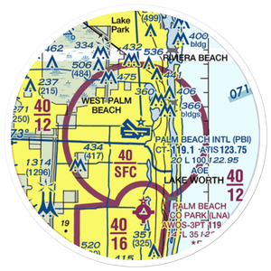 Palm Beach International Airport (PBI) VFR Sectional Sticker (20 mile)