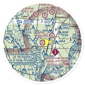 Picayune Airport (PCU) VFR Sectional Sticker (20 mile)
