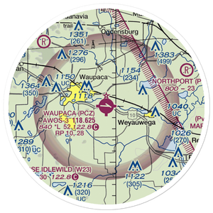Waupaca Municipal Airport (PCZ) VFR Sectional Sticker (20 mile)