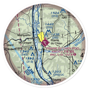 Prairie Du Chien Municipal Airport (PDC) VFR Sectional Sticker (20 mile)