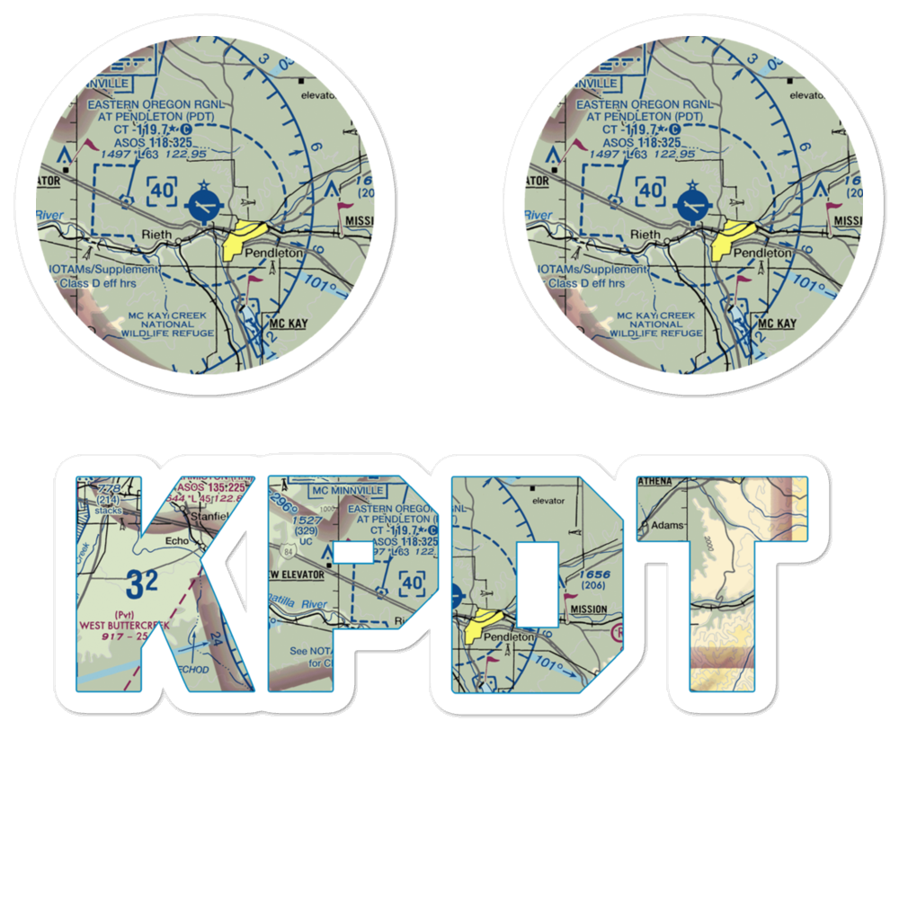 Eastern Oregon Regional At Pendleton Airport (PDT) VFR Sectional Sticker Pack 