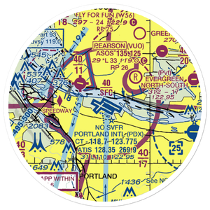 Portland International Airport (PDX) VFR Sectional Sticker (20 mile)