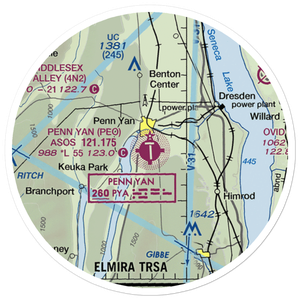 Penn Yan Airport (PEO) VFR Sectional Sticker (20 mile)