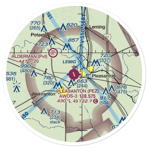 Pleasanton Municipal Airport (PEZ) VFR Sectional Sticker (20 mile)