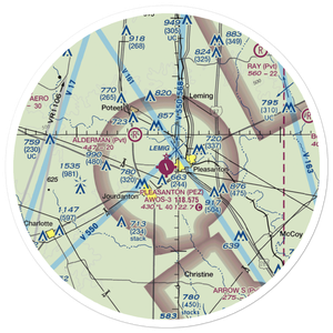 Pleasanton Municipal Airport (PEZ) VFR Sectional Sticker (30 mile)