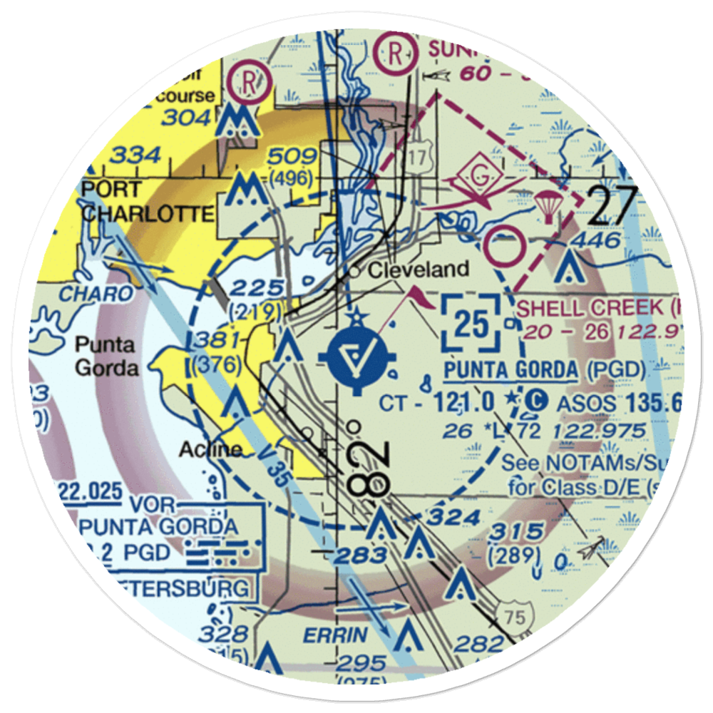 Charlotte County Airport (PGD) VFR Sectional Sticker (20 mile) 