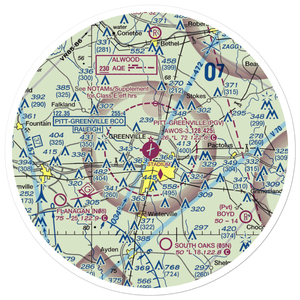 Pitt Greenville Airport (PGV) VFR Sectional Sticker (30 mile)