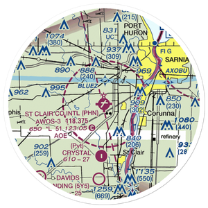 St Clair County International Airport (PHN) VFR Sectional Sticker (20 mile)