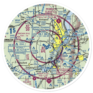 General Wayne A. Downing Peoria International Airport (PIA) VFR Sectional Sticker (30 mile)