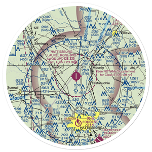 Hattiesburg Laurel Regional Airport (PIB) VFR Sectional Sticker (30 mile)