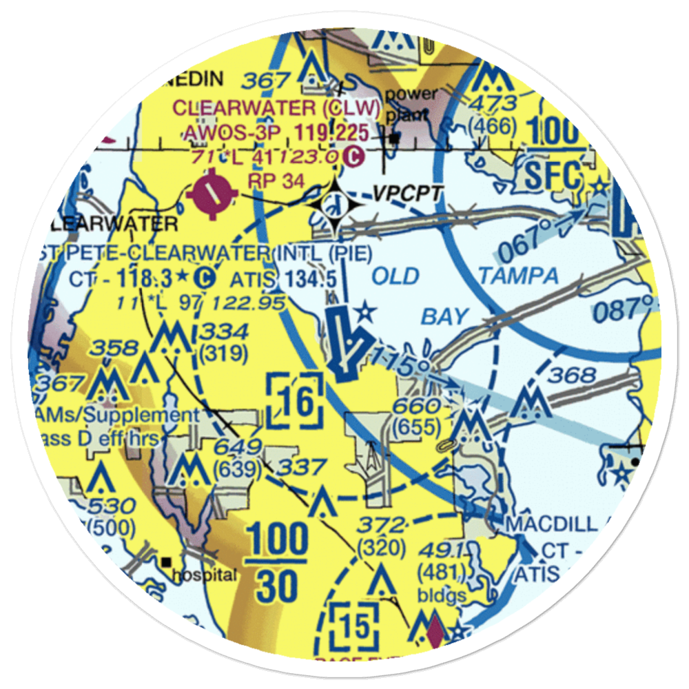 St Petersburg Clearwater International Airport (PIE) VFR Sectional Sticker (20 mile) 