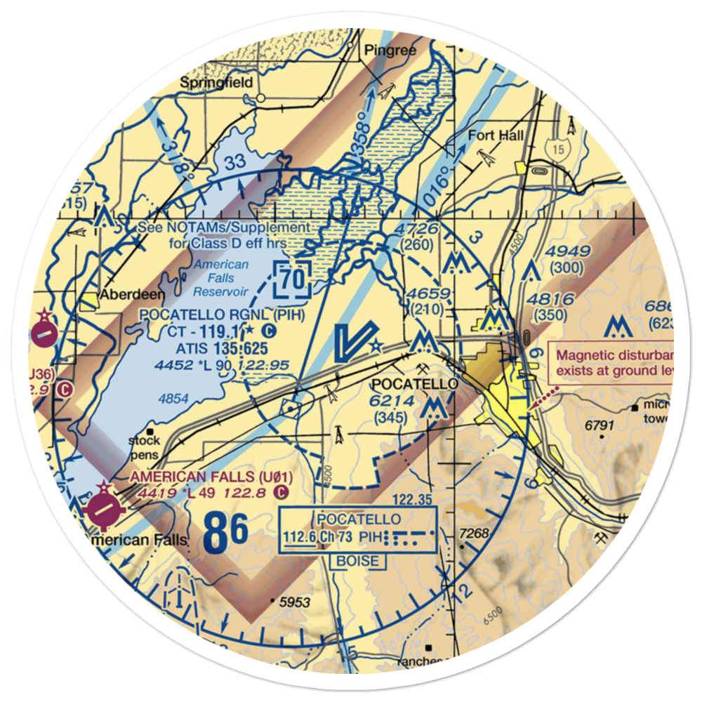 Pocatello Regional Airport (PIH) VFR Sectional Sticker (30 mile) 