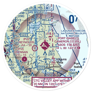 Port Isabel Cameron County Airport (PIL) VFR Sectional Sticker (20 mile)