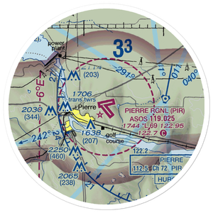 Pierre Regional Airport (PIR) VFR Sectional Sticker (20 mile)
